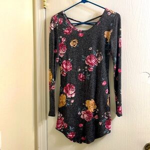 Floral long sleeve sweater dress